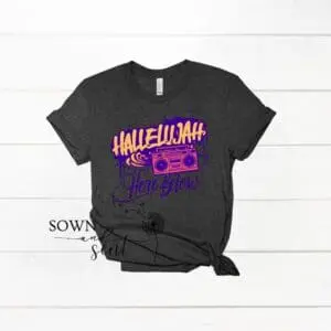 Trendy Christian Worship T-Shirt, Hallelujah Here Below, Graffiti Style Streetwear